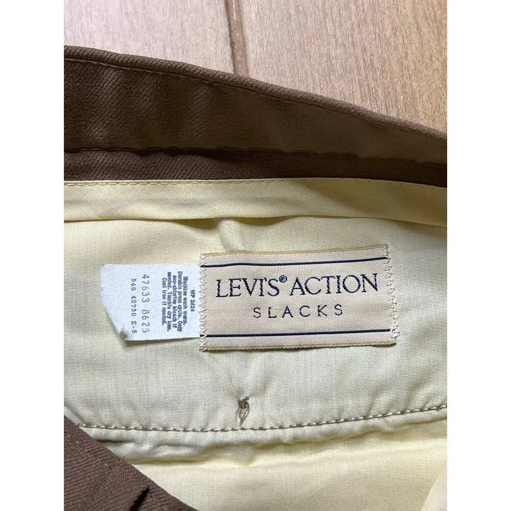 Vintage 80s Levi’s‎ Action Slacks Brown Dress Pants Talon Zip Classic Sz 34x31